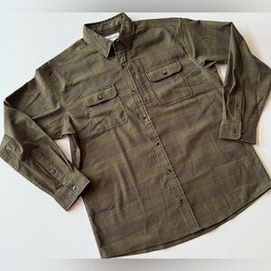 Poncho The Telluride Men’s L Performance Flannel Green Plaid Regular Fit Pockets